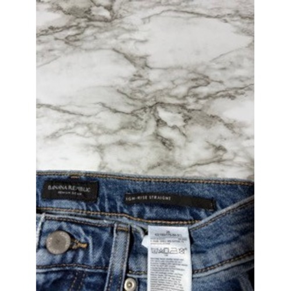 Banana Republic Distressed High Rise Straight Leg Jeans Size 27 Denim - Picture 3 of 7